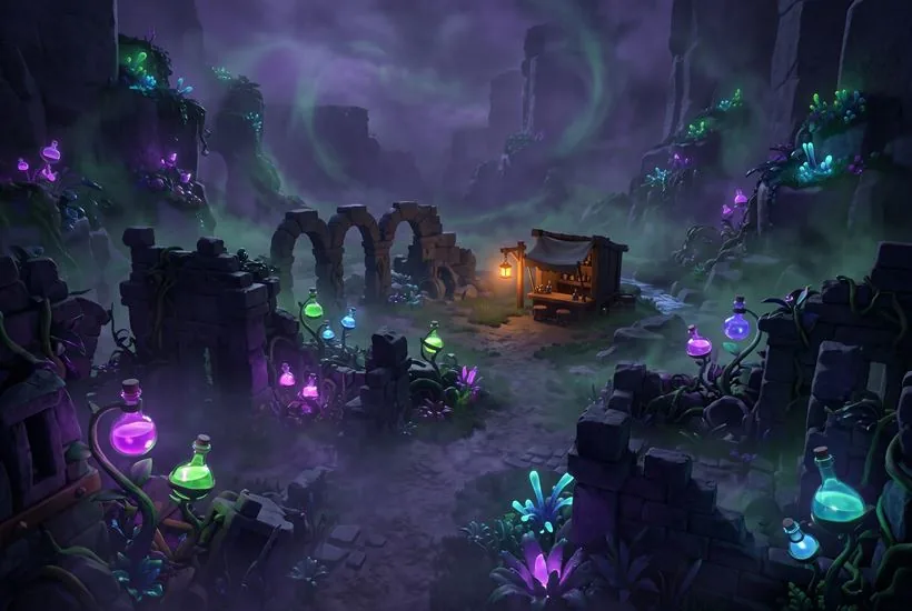 Spell Valley arena at night